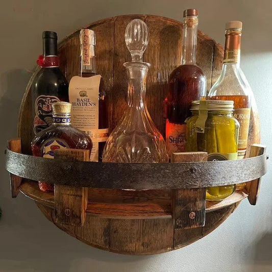 Elegant Wooden Drinks Display - Handcrafted Bar & Kitchen Decor