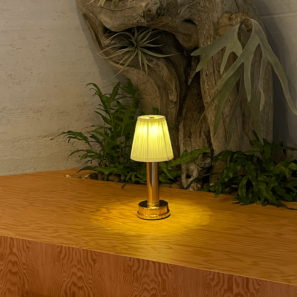 Elma - Cordless Fabric Table Lamp with Touch Control, Battery Operated Bedside Lighting