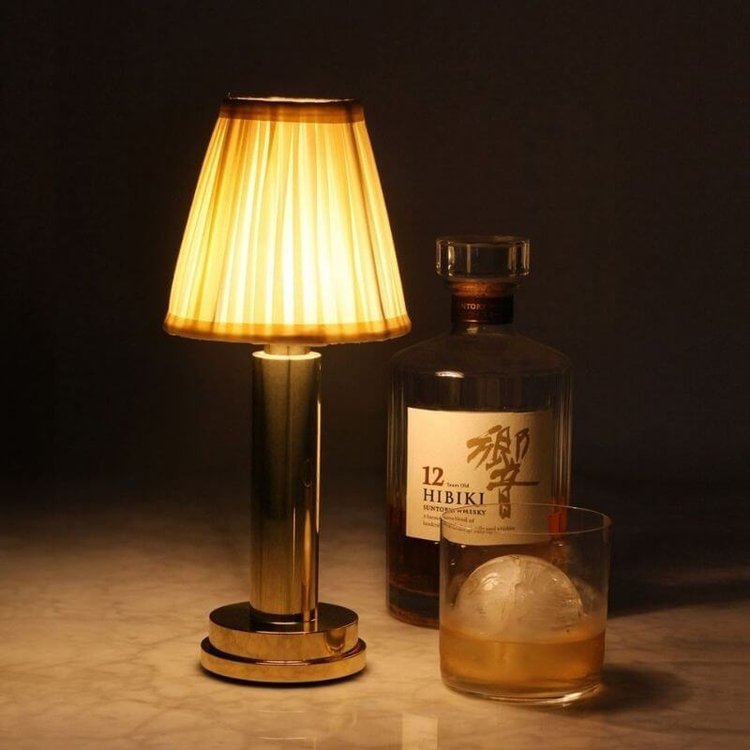 Elma - Cordless Fabric Table Lamp with Touch Control, Battery Operated Bedside Lighting