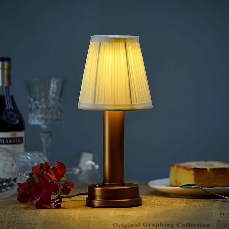 Elma - Cordless Fabric Table Lamp with Touch Control, Battery Operated Bedside Lighting