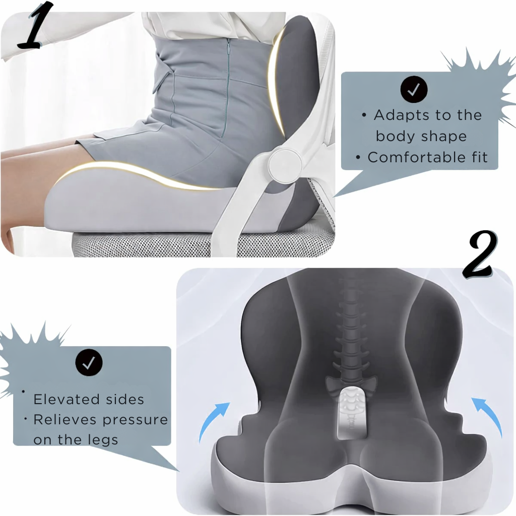 ErgoComfort - Ergonomic Memory Foam Seat Cushion for Pressure Relief