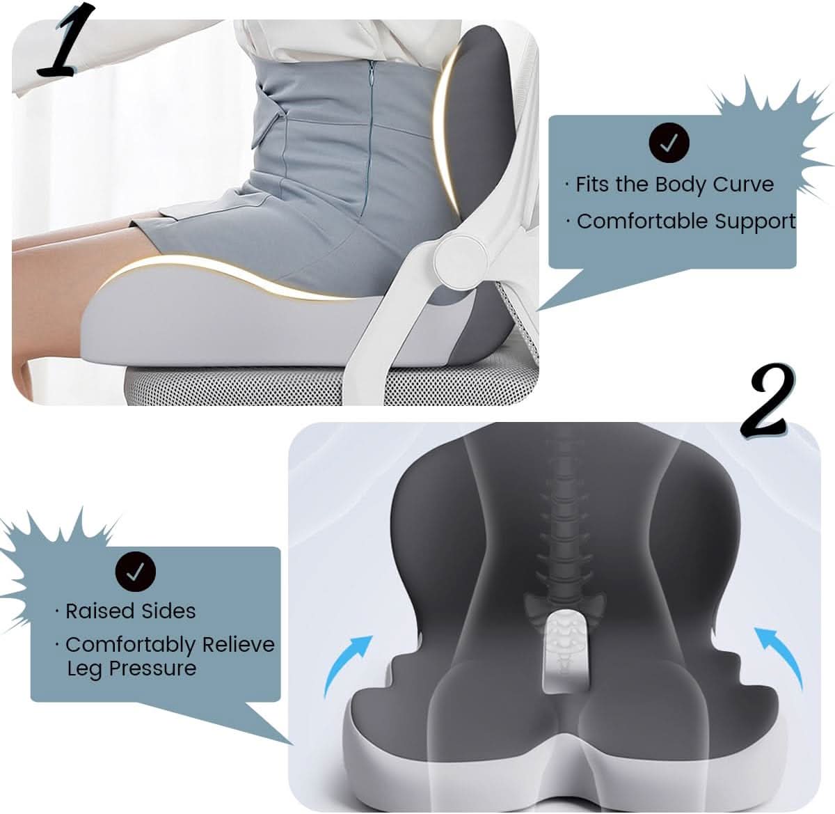 ErgoComfort Pad - Memory Foam Seat Cushion for Posture Support