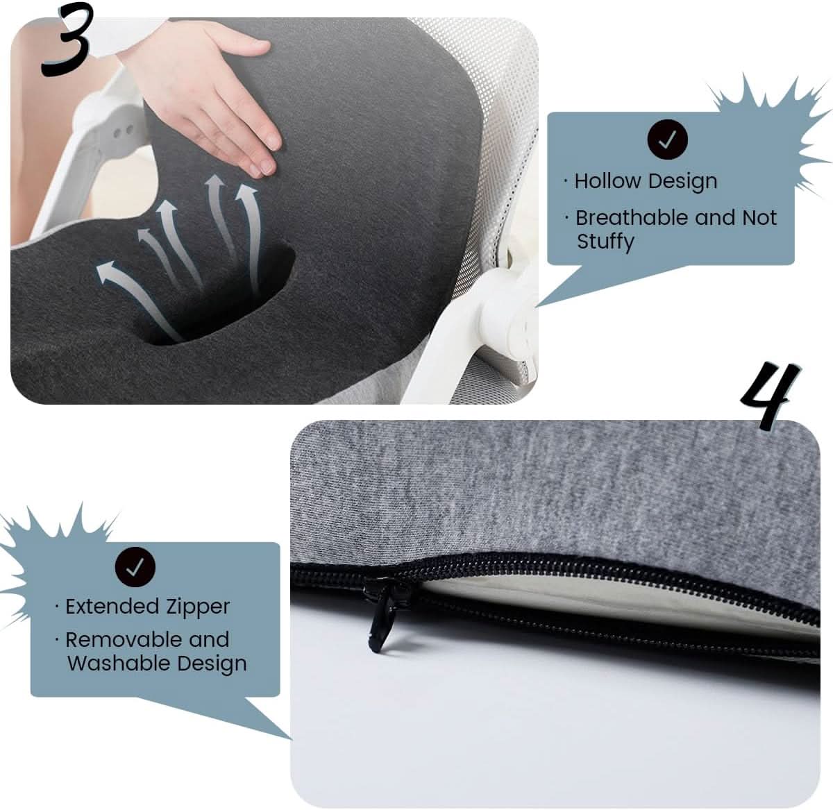ErgoComfort Pad - Memory Foam Seat Cushion for Posture Support