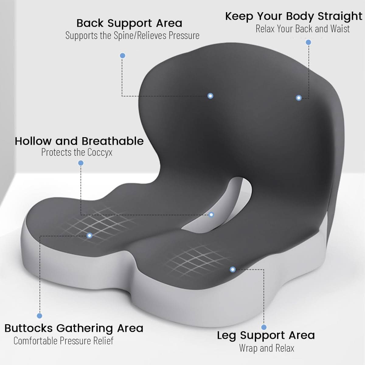 ErgoComfort Pad - Memory Foam Seat Cushion for Posture Support