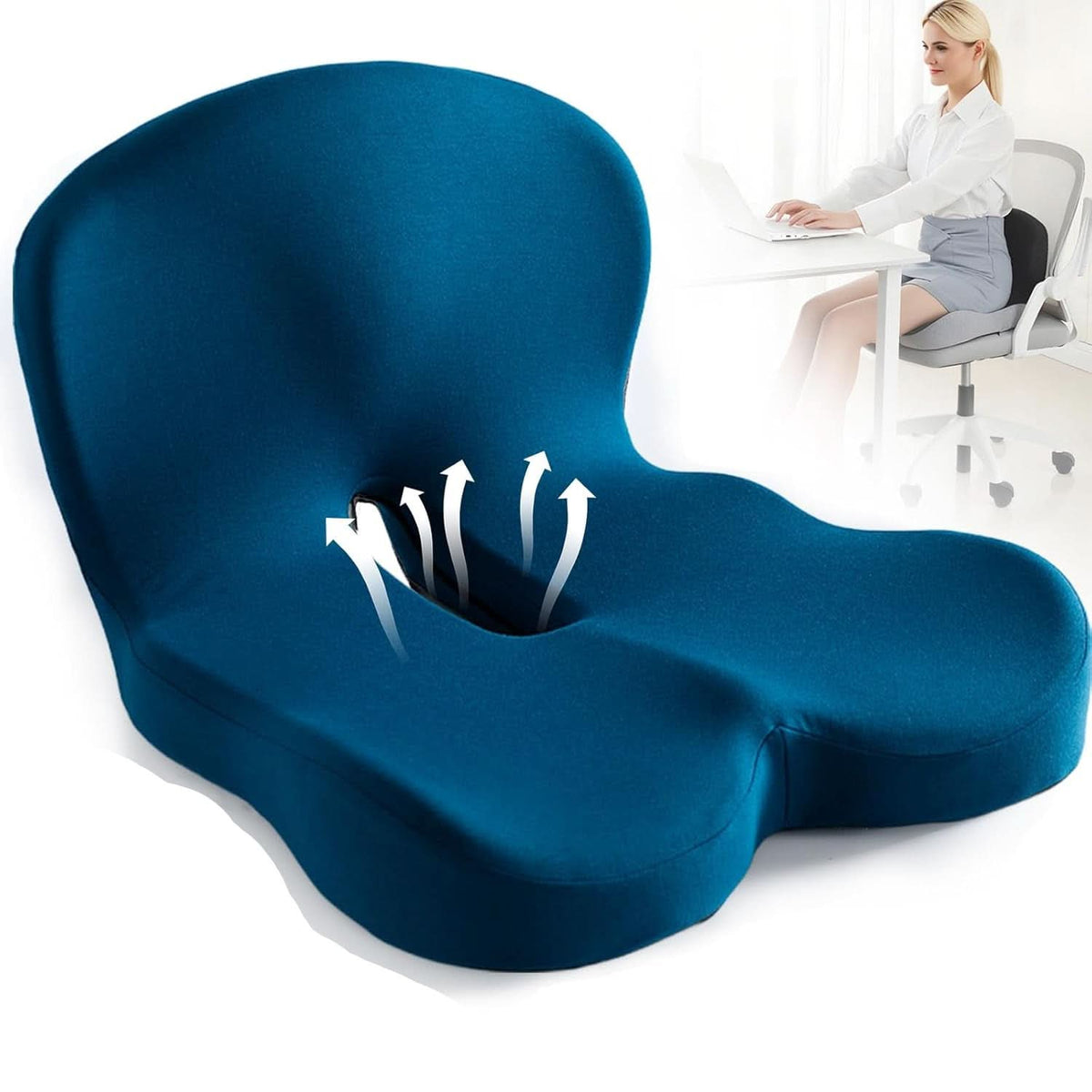 ErgoComfort Pad - Memory Foam Seat Cushion for Posture Support