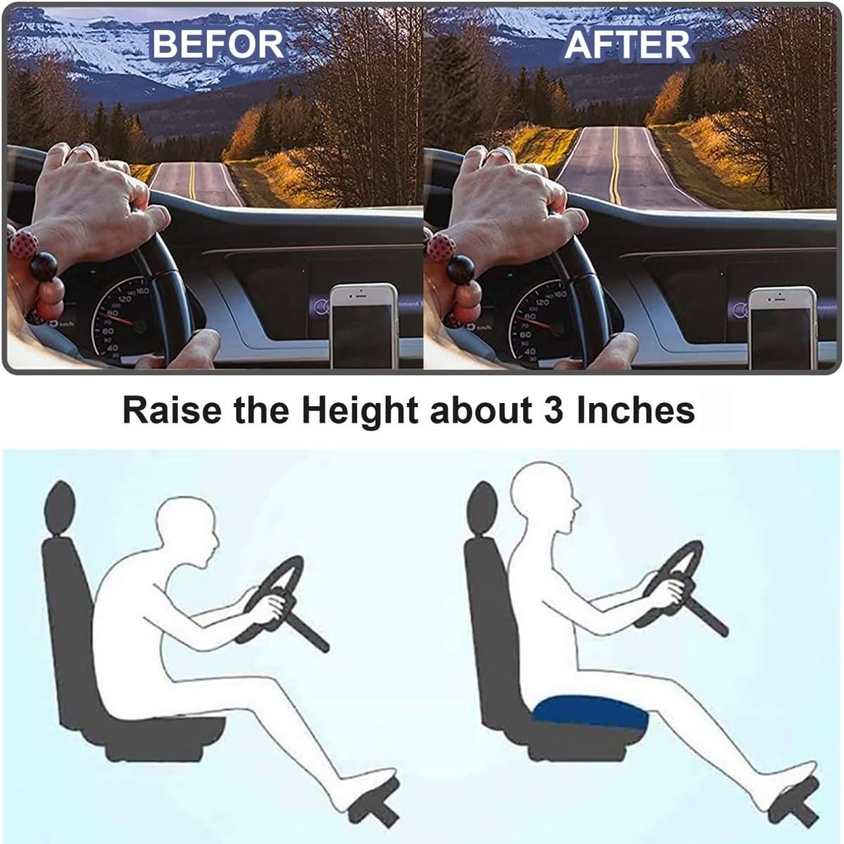 Ergonomic Car Seat Cushion - Elevate Comfort & Visibility