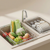 Expandable Stainless Steel Sink Drainer Rack for Kitchen Organization