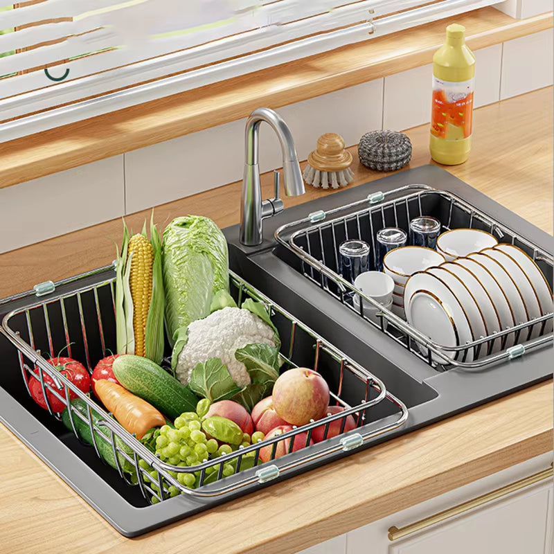 Expandable Stainless Steel Sink Drainer Rack for Kitchen Organization