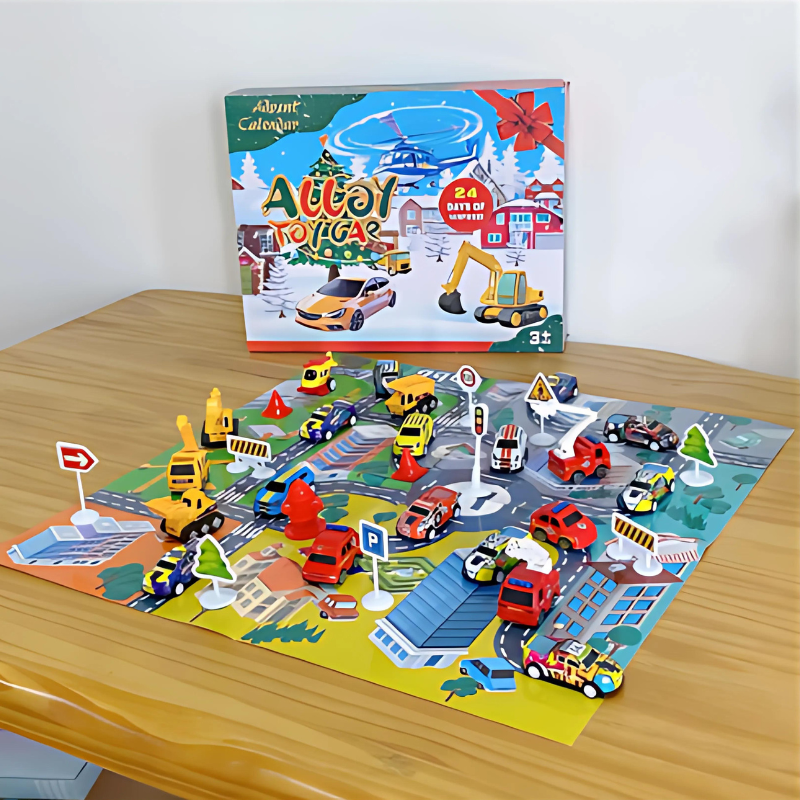 Festive Toy Car Advent Calendar - 24 Mini Vehicles for Kids