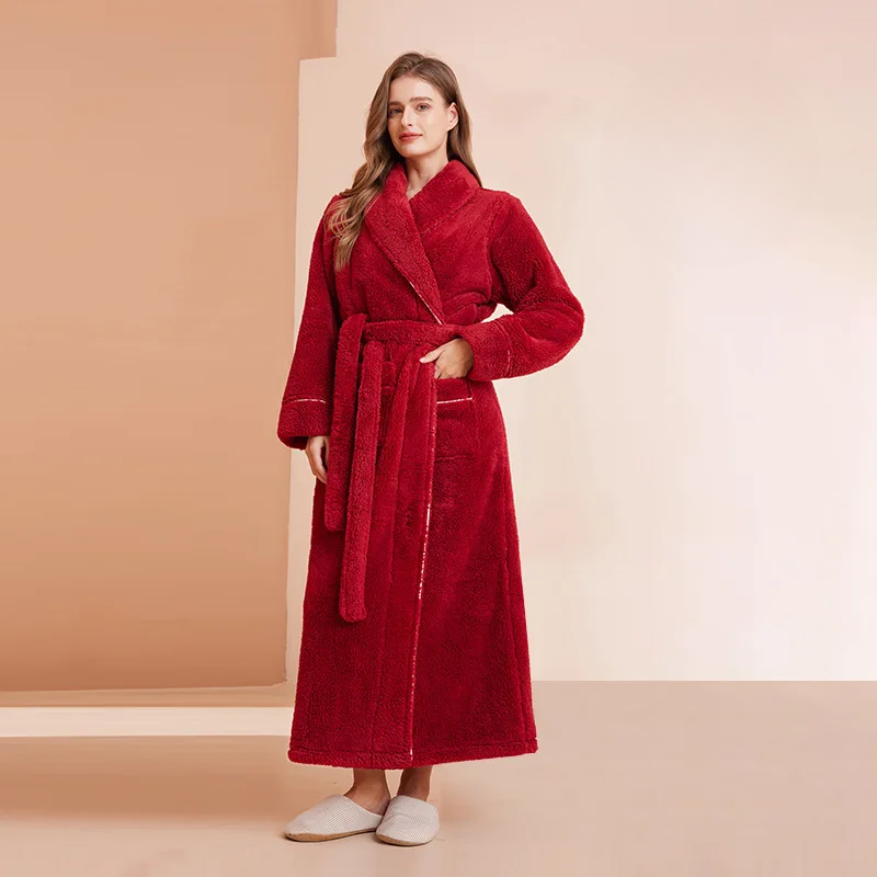 Flannel Winter Bathrobe for Men - Adjustable Sash Dressing Gown