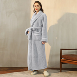 Flannel Winter Bathrobe for Men - Adjustable Sash Dressing Gown