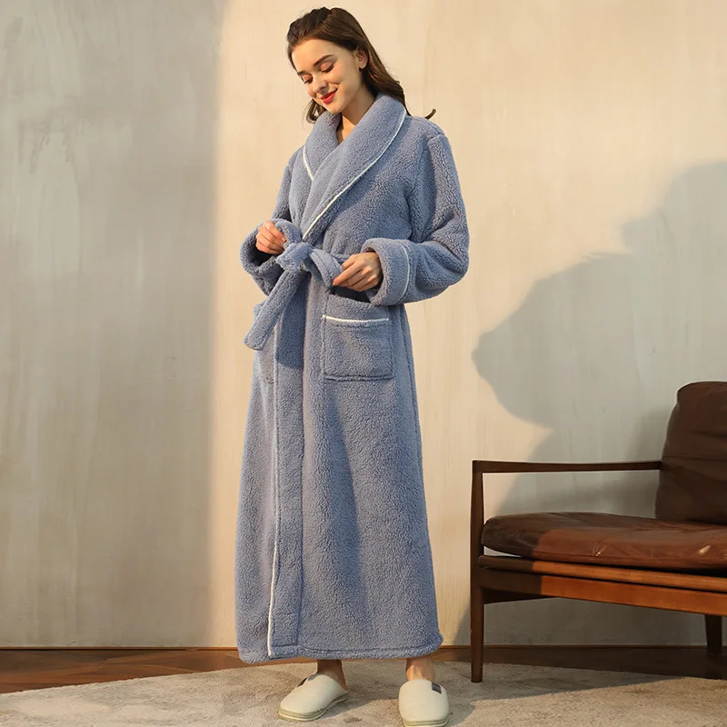 Flannel Winter Bathrobe for Men - Adjustable Sash Dressing Gown