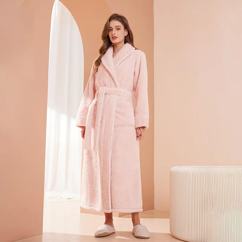 Flannel Winter Bathrobe for Men - Adjustable Sash Dressing Gown