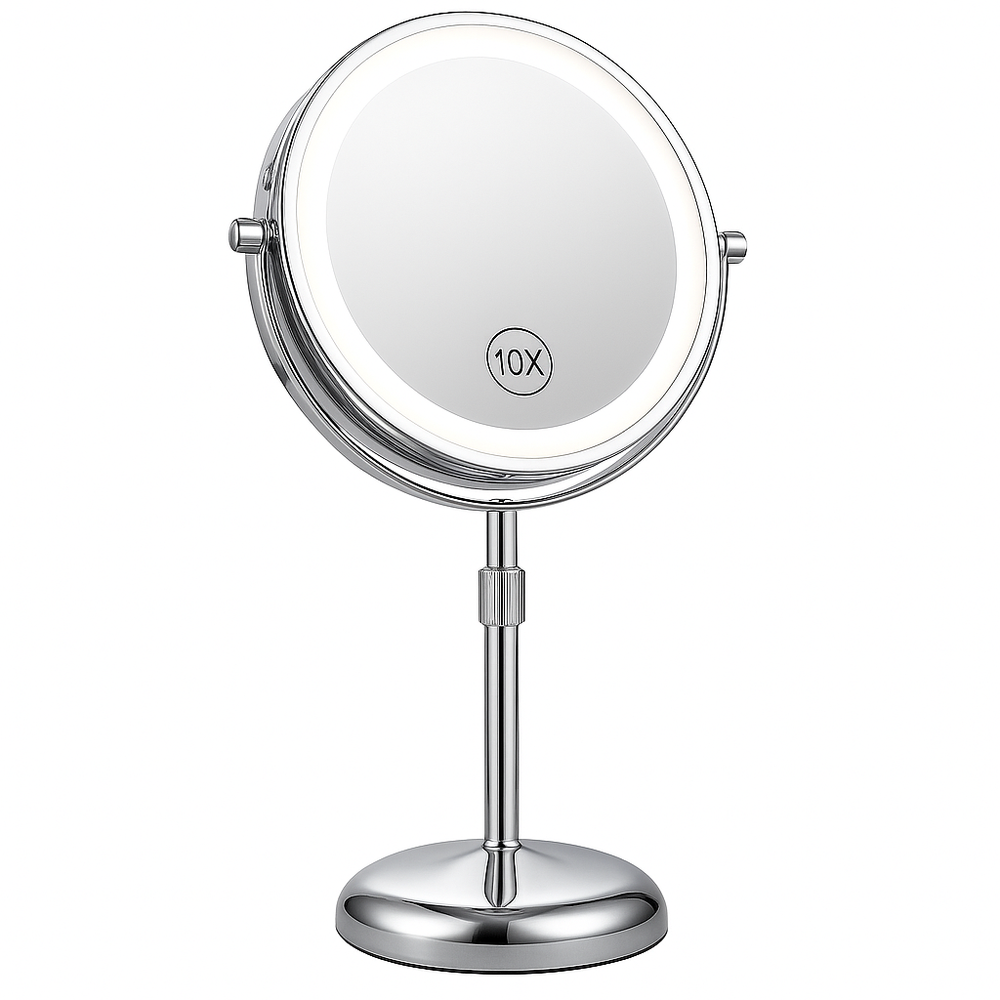 Flexy - Height-Adjustable LED Vanity Mirror with 10x Magnification