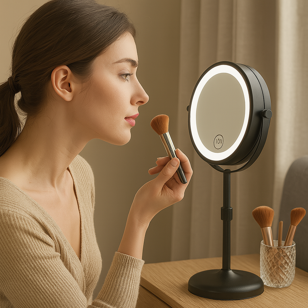 Flexy - Height-Adjustable LED Vanity Mirror with 10x Magnification
