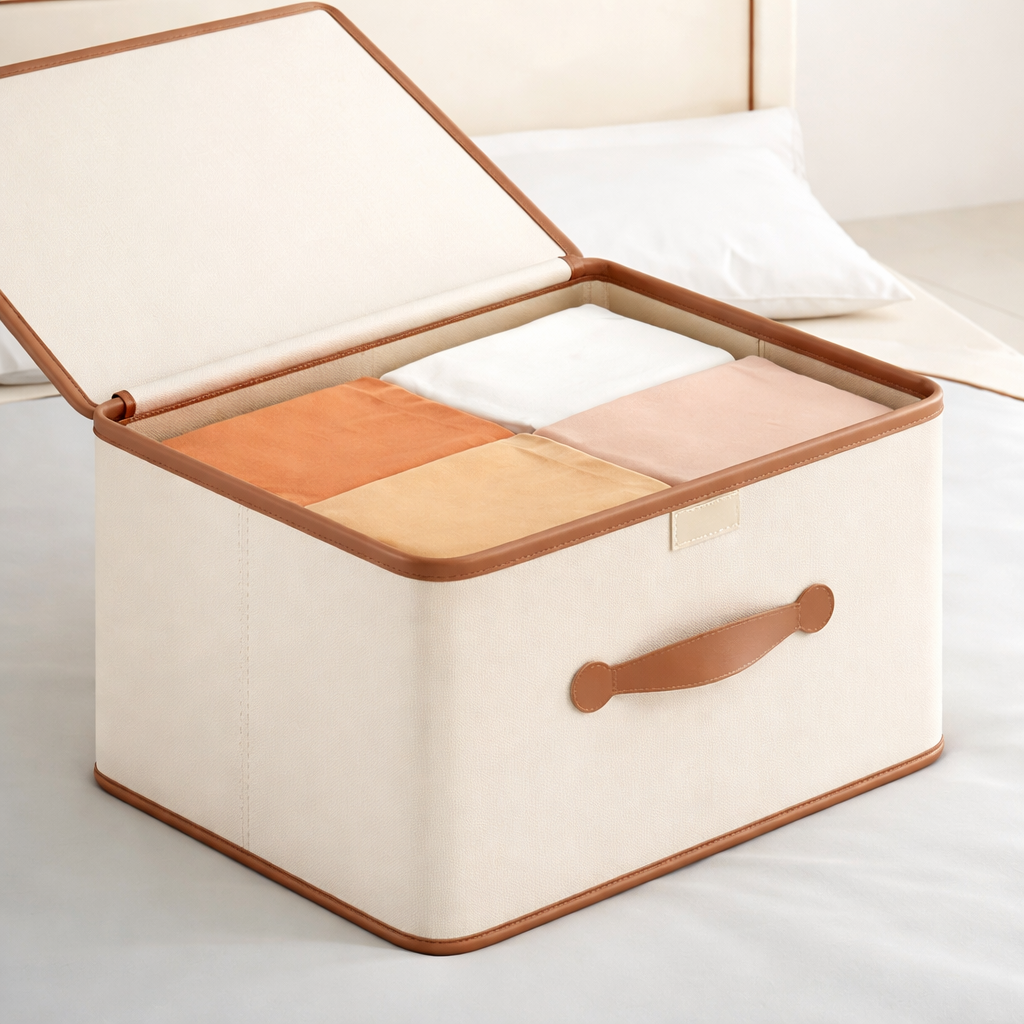 Foldable Storage Box with Lid & Handles for Organizing