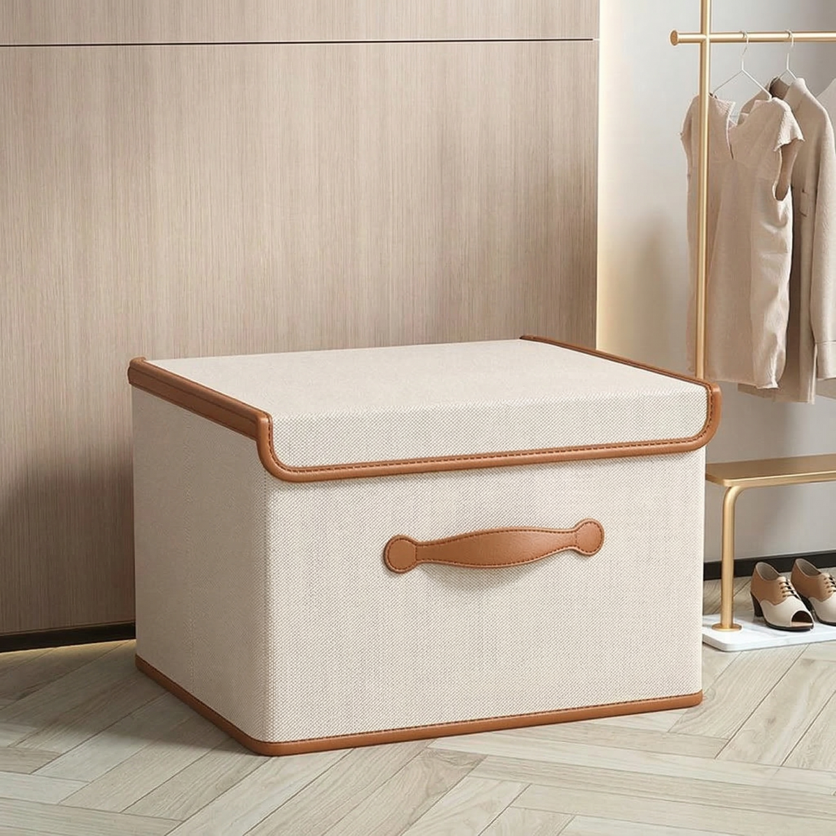 Foldable Storage Box with Lid & Handles for Organizing