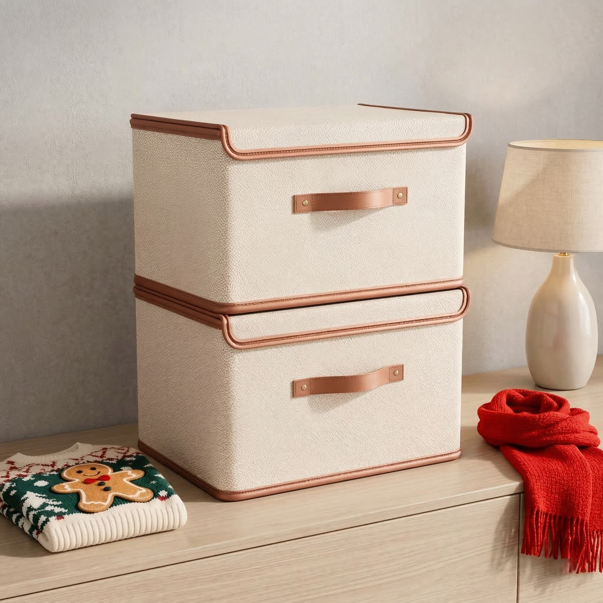Foldable Storage Box with Lid & Handles for Organizing