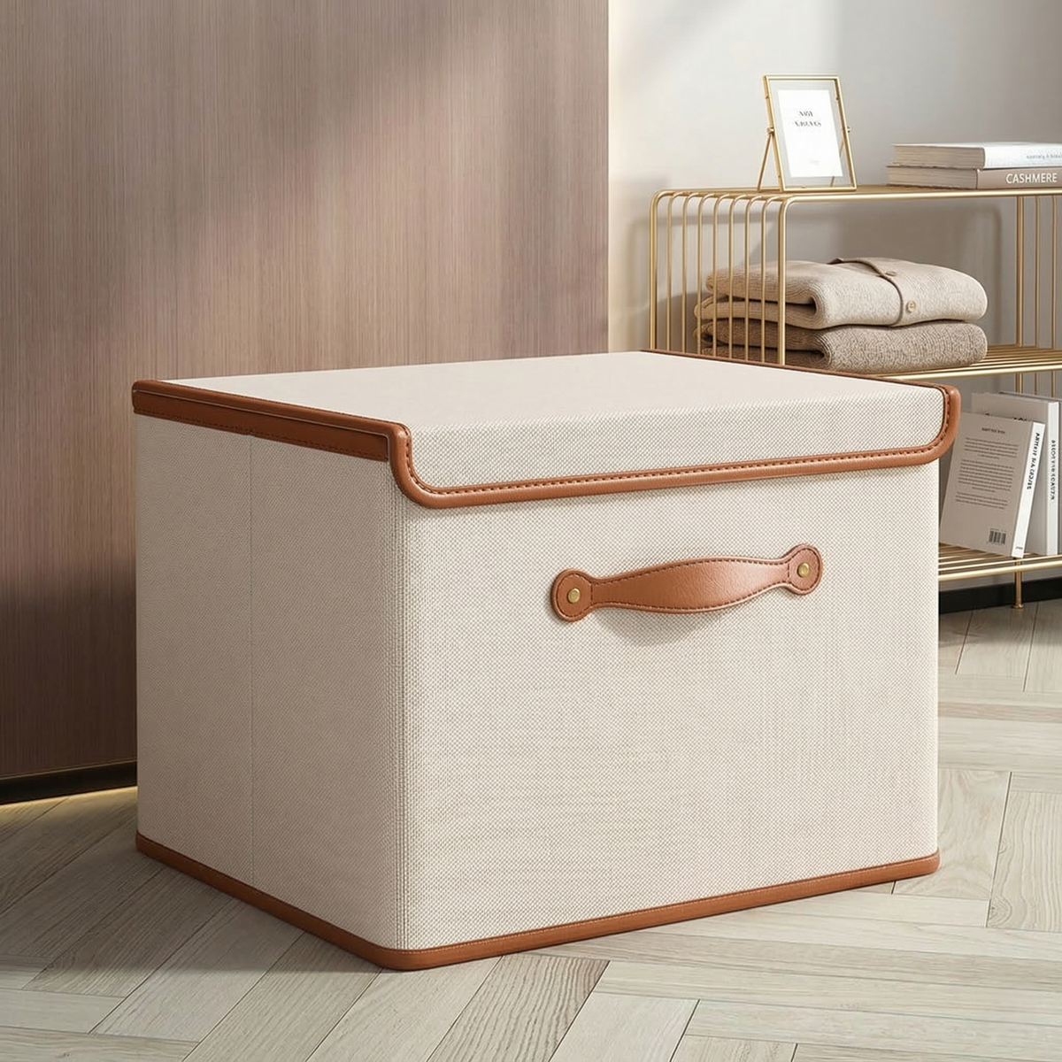 Foldable Storage Box with Lid & Handles for Organizing
