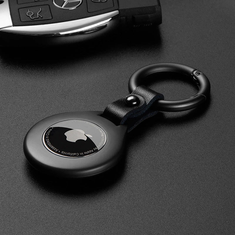 Genuine Leather AirTag Case with Durable Metal Holder