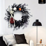 Gothic Halloween Wreath - Spooky Skeleton & Pumpkin Decor