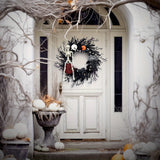 Gothic Halloween Wreath - Spooky Skeleton & Pumpkin Decor