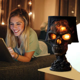 Gothic SkullFire Table Lamp - LED Ambient Light for Halloween Decor