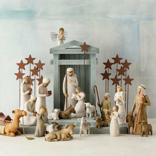 Handcrafted Nativity Collection - 20-Piece Set with Barn Wood Creche