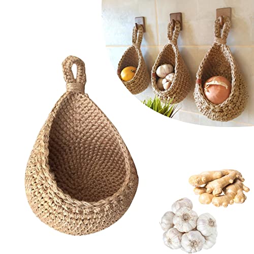 Handwoven Jute Hanging Wall Baskets for Kitchen Storage
