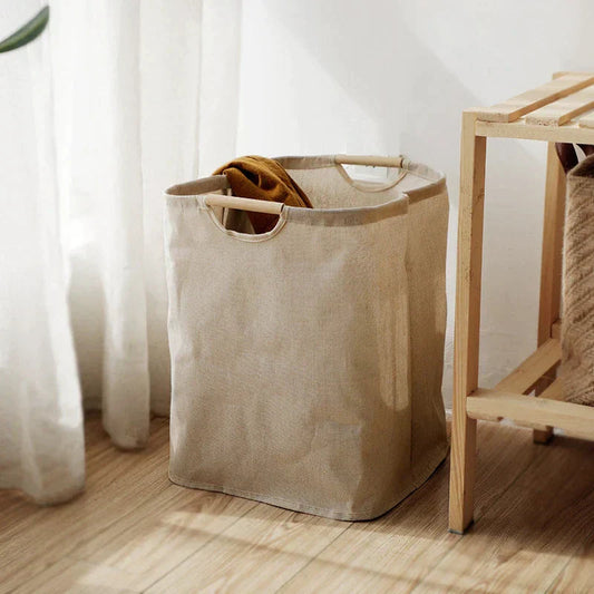 Japanese-Style Collapsible Laundry Basket - Durable Cotton Linen Hamper