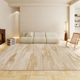 Japanese Marbled Beige Non-Slip Area Rug for Living Rooms