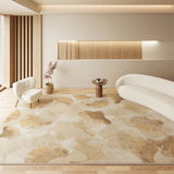 Japanese Marbled Beige Non-Slip Area Rug for Living Rooms