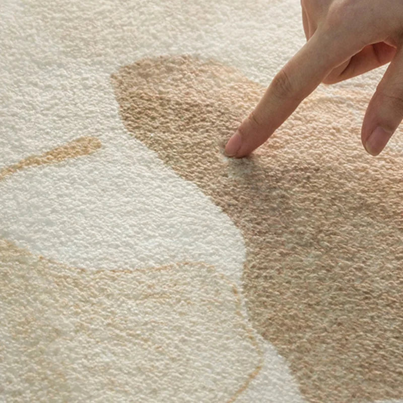 Japanese Marbled Beige Non-Slip Area Rug for Living Rooms