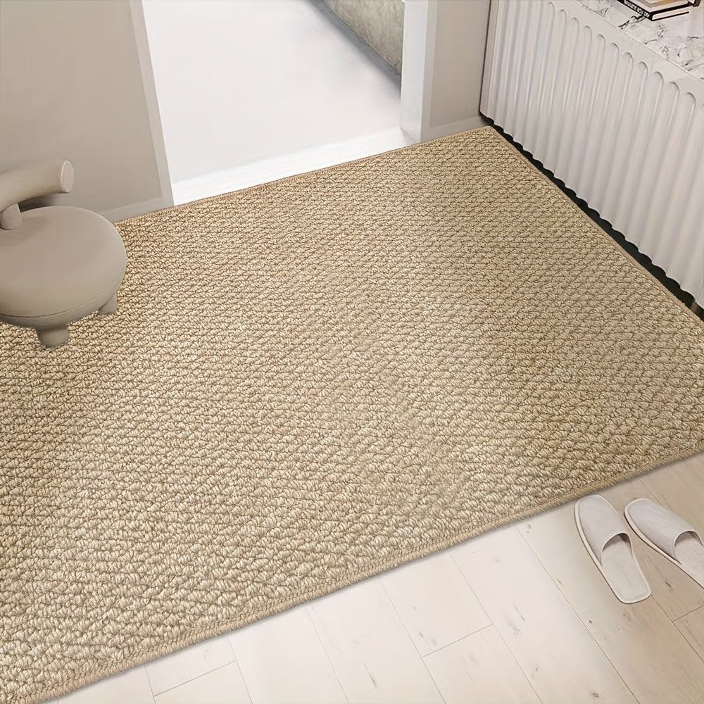 Jute-Style Front Door Mat - Washable Outdoor Welcome Carpet