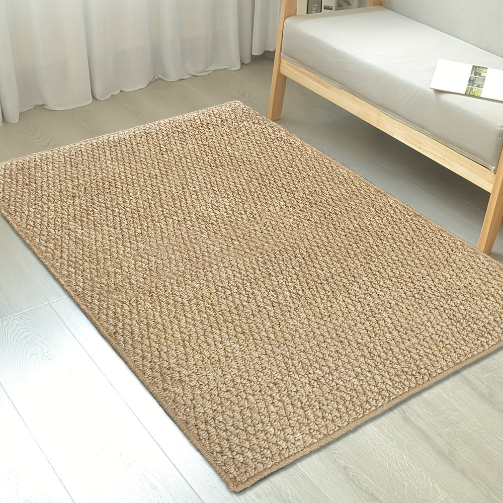 Jute-Style Front Door Mat - Washable Outdoor Welcome Carpet