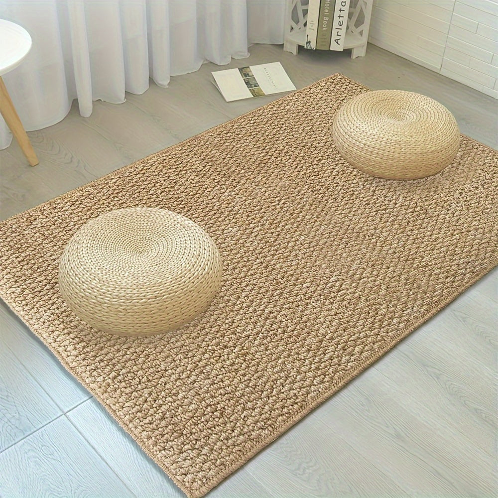 Jute-Style Front Door Mat - Washable Outdoor Welcome Carpet