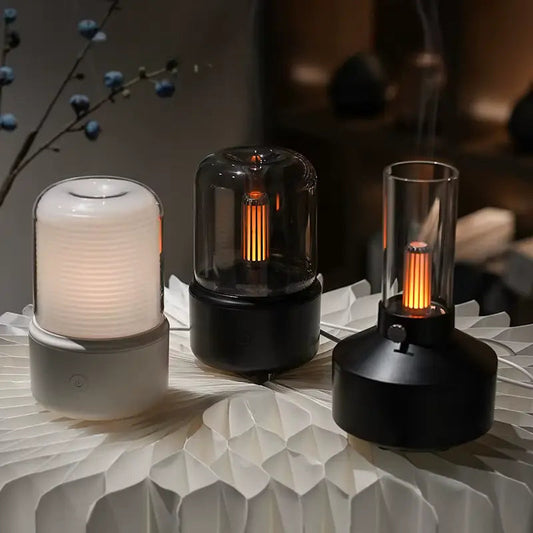 LED Flame Effect Aromatherapy Diffuser - Silent & Portable Oil Diffuser for Relaxation