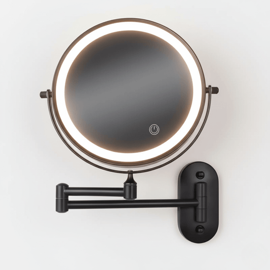 LED Lighted Magnifying Makeup Mirror - Adjustable Brightness, Compact Travel Design