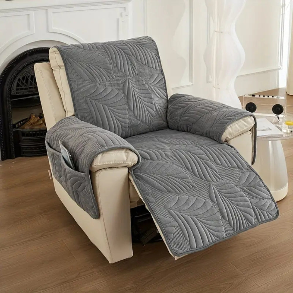 Leaf Pattern Armchair Cover - Non-Slip Microfiber Protector