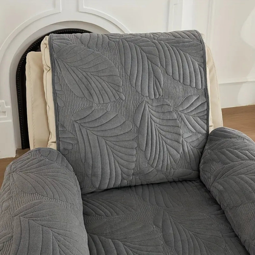 Leaf Pattern Armchair Cover - Non-Slip Microfiber Protector