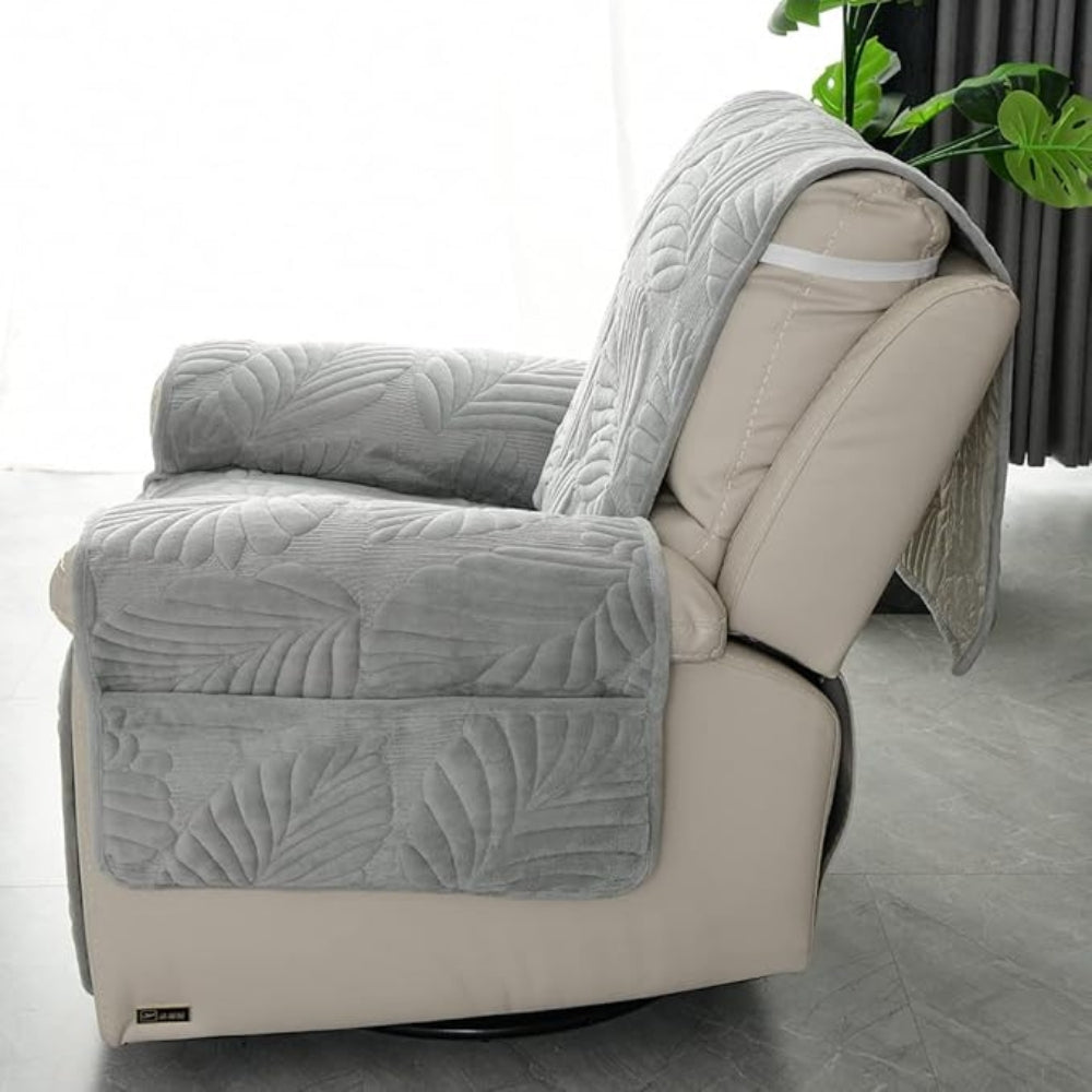 Leaf Pattern Armchair Cover - Non-Slip Microfiber Protector