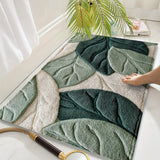 Leaf Pattern Microfiber Bath Mat - Soft, Absorbent & Non-Slip