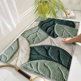 Leaf Pattern Microfiber Bath Mat - Soft, Absorbent & Non-Slip