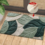 Leaf Pattern Microfiber Bath Mat - Soft, Absorbent & Non-Slip