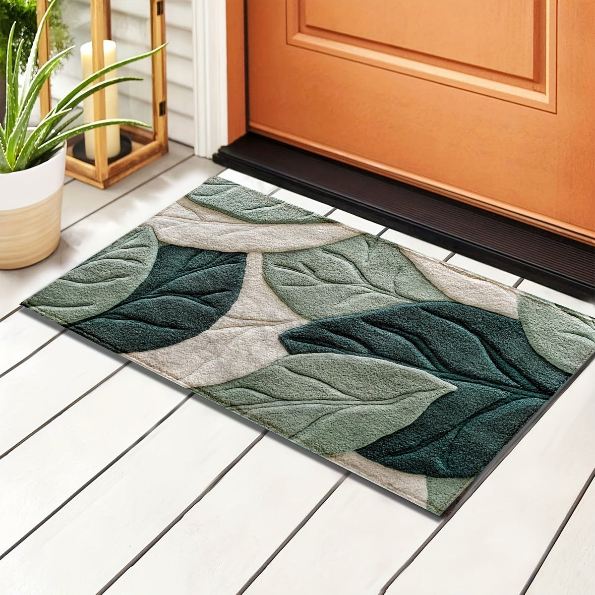 Leaf Pattern Microfiber Bath Mat - Soft, Absorbent & Non-Slip