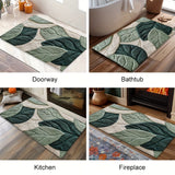 Leaf Pattern Microfiber Bath Mat - Soft, Absorbent & Non-Slip