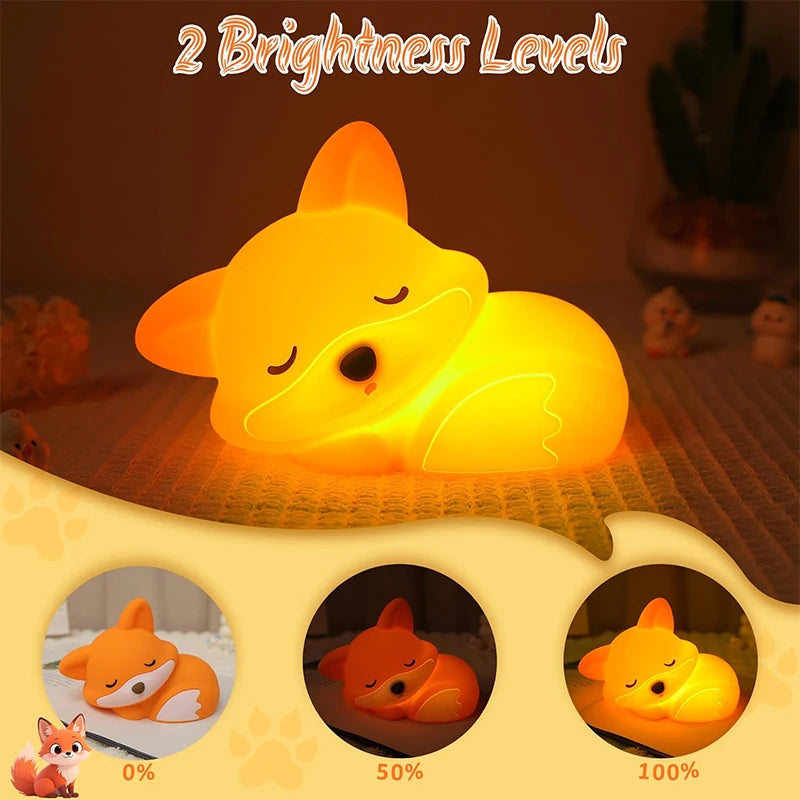 LumiFuchs - Rechargeable Silicone Fox Night Light with Timer