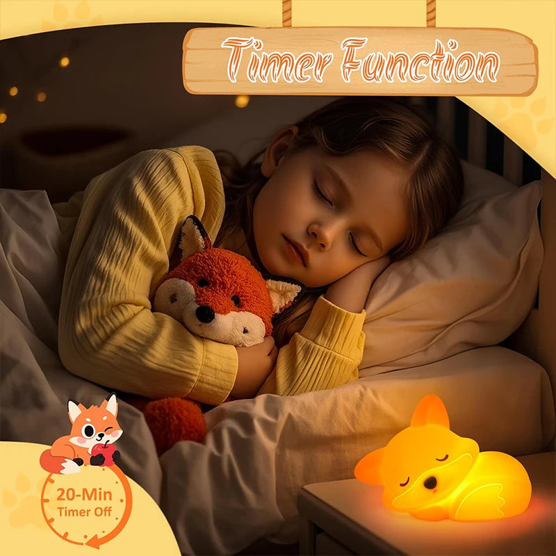 LumiFuchs - Rechargeable Silicone Fox Night Light with Timer