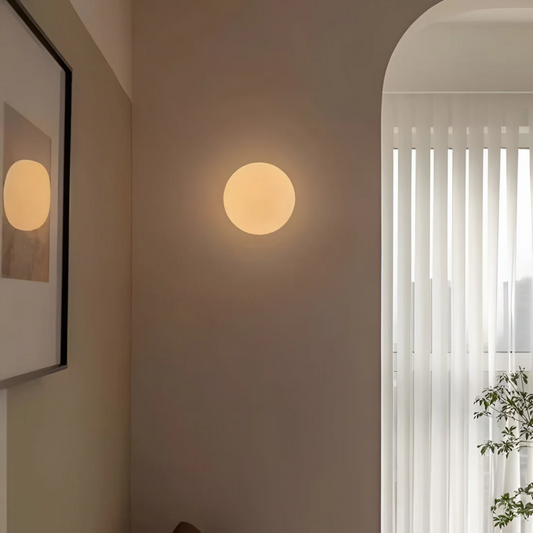 Lumo - Minimalist Round Frosted Glass Wall Lamp - Warm Light Sconce