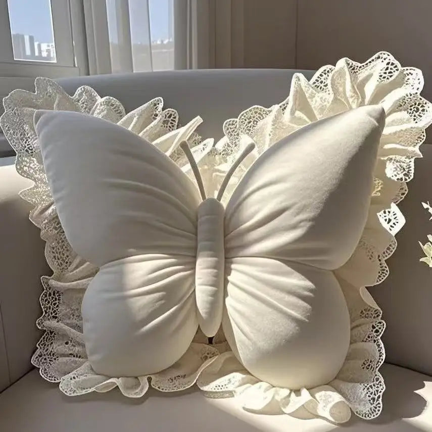Luna Plush Decorative Pillow - Soft Velvet Butterfly Throw Pillow for Couch